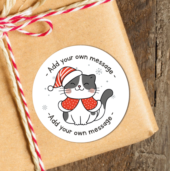 24 Personalised Christmas Stickers Cute Cats